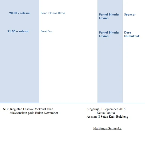 Jadwal lengkap ajang Lovina Festival 2016