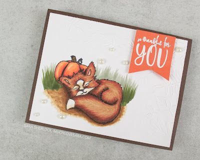 This adorable little fox from Photoplay Paper's Fall Breeze collection, was colored with Copic markers.  Created by Sara Sherlock | Muchlovesara.com