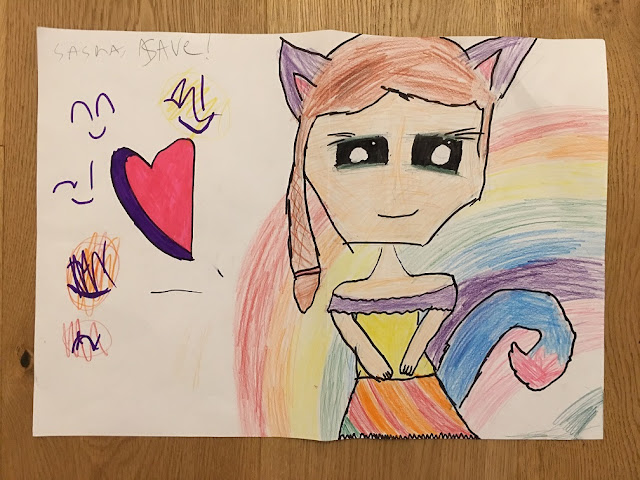 sasha's anime drawing of a colourful girl