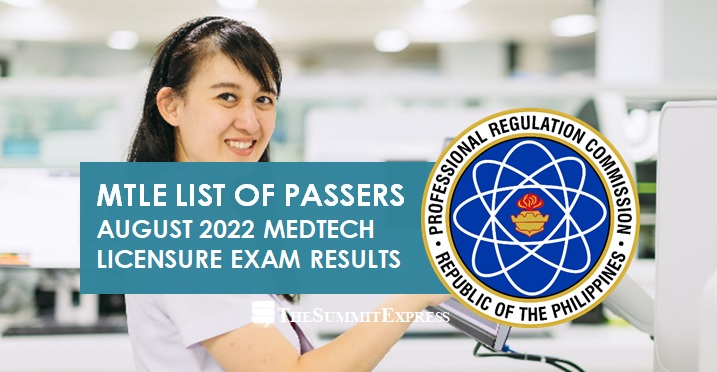 MTLE RESULTS: August 2022 Medtech board exam list of passers, top 10