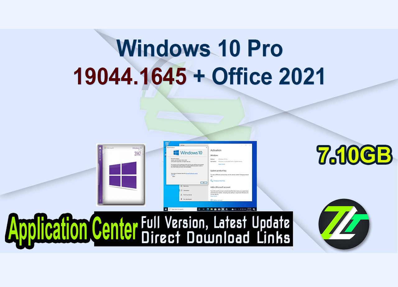Windows 10 Pro 19044.1645 + Office 2021
