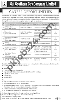 Sui Southern Gas Company (SSGC) Jobs 2022 Advertisement.