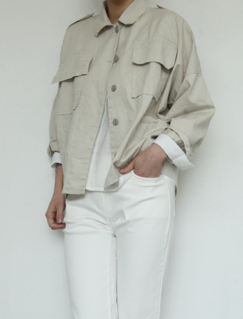 Wide Military Shirt Jacket