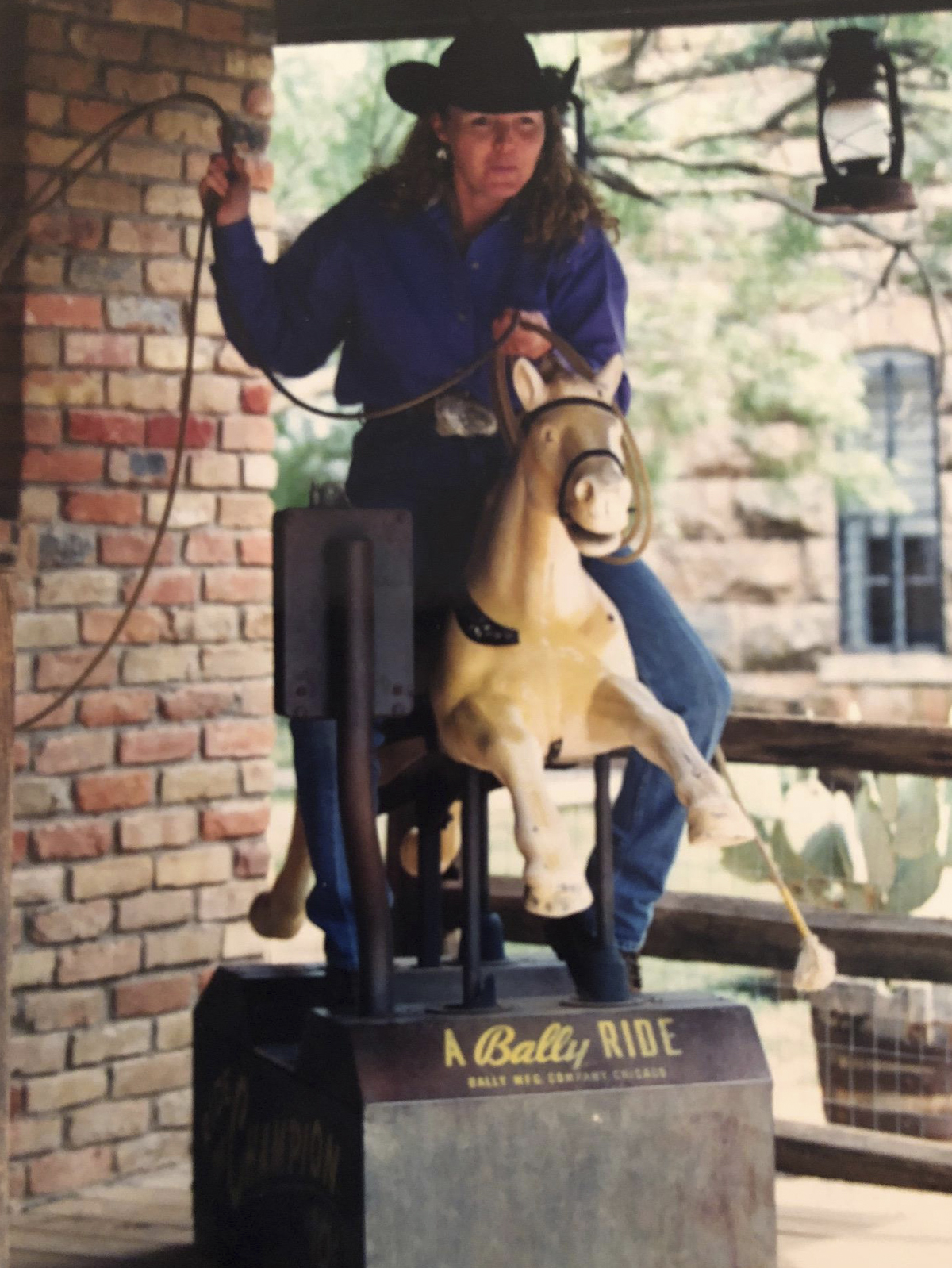 roping on coin operated horse