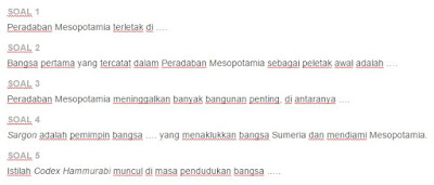 Contoh Soal Peradaban Mesopotamia