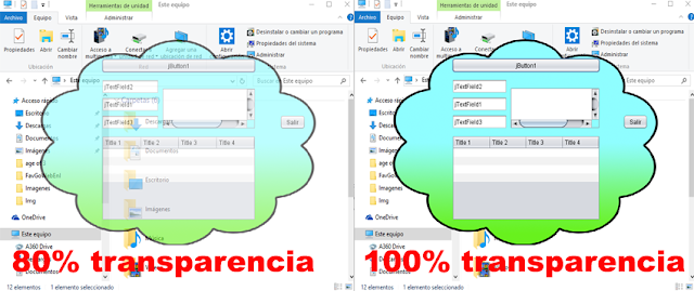 Hacer JFrame transparente en Java