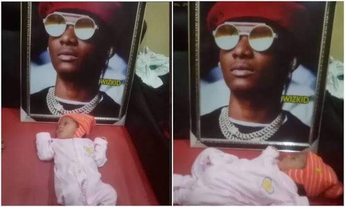 Daddy wey no get sense- Reactions as Nigerian father dedicates his newborn to Wizkid