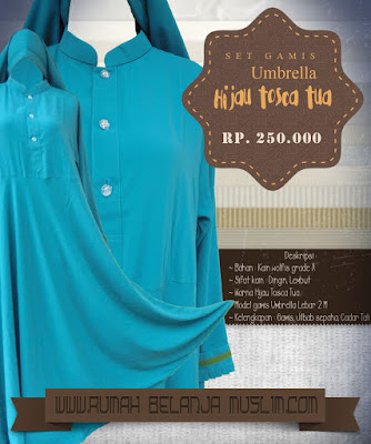 Set Gamis Umbrella Wolfis Hijau Tosca Tua