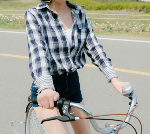 Check Button-Down Shirt With Striped Cuffs