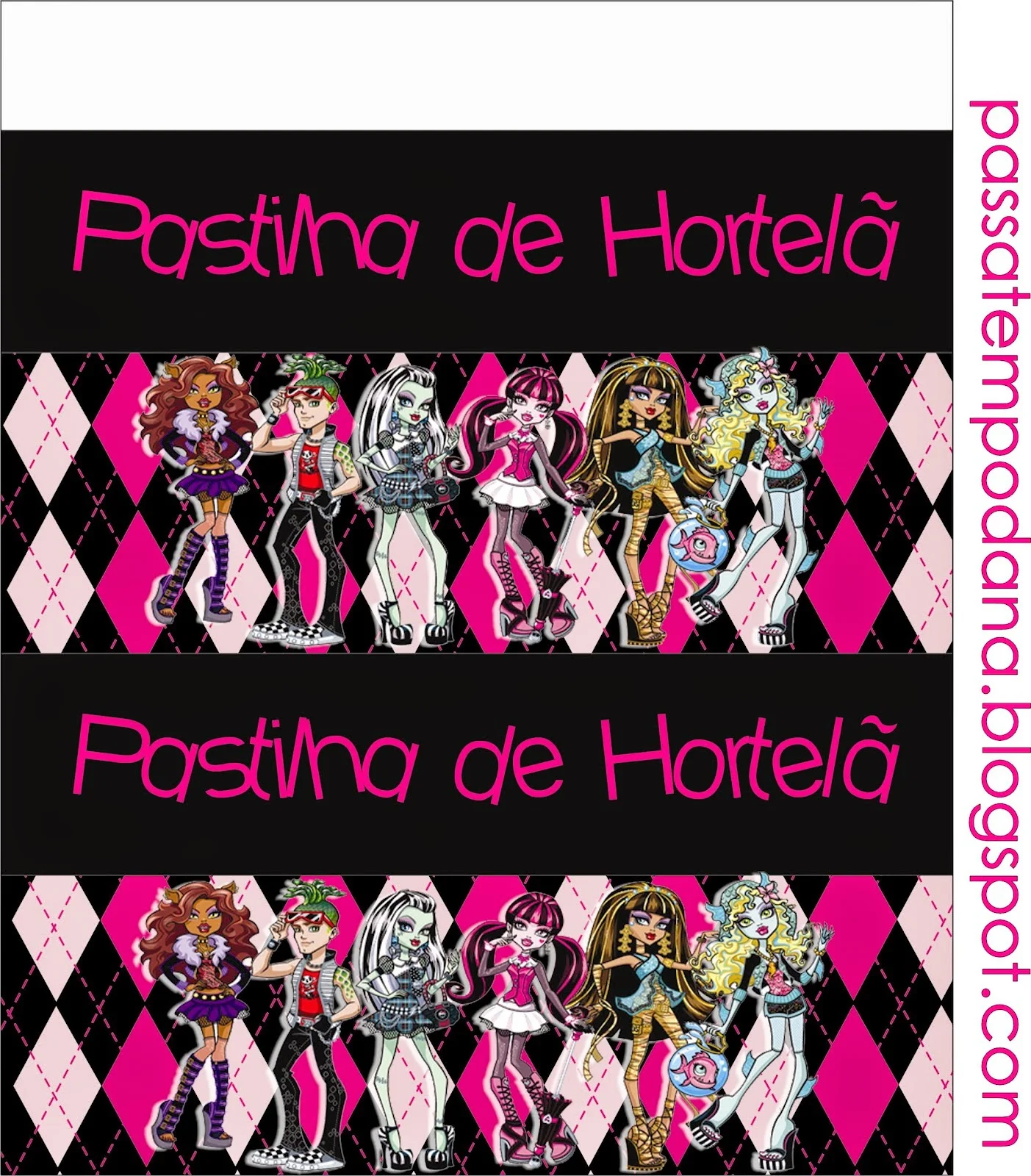 Etiquetas para Candy Bar de Monster High Rosa para Imprimir Gratis.