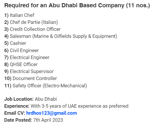 Jobs Vacancies In Dubai UAE