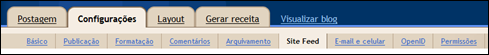 configurações do Blogger