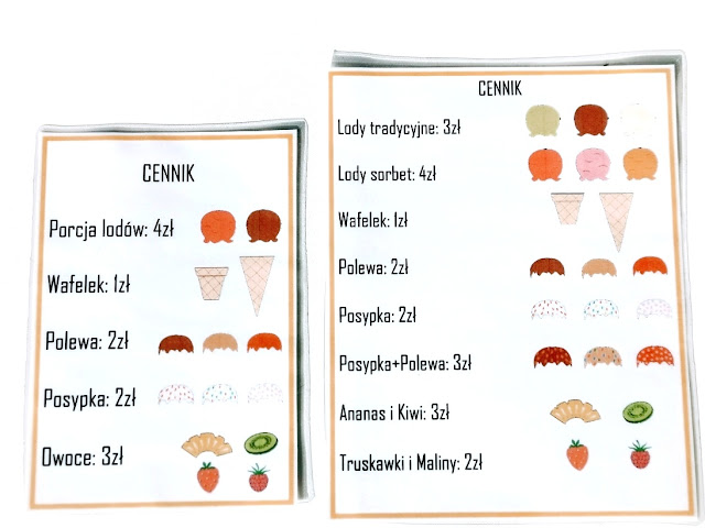 na zdjęciu dwa cenniki, jeden mniejszy a drugi większy z bardziej skomplikowanymi cenami