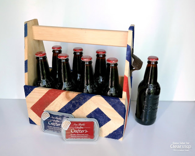 Diamond Stripe Wood Bottle Tote by Dana Tatar for Clearsnap