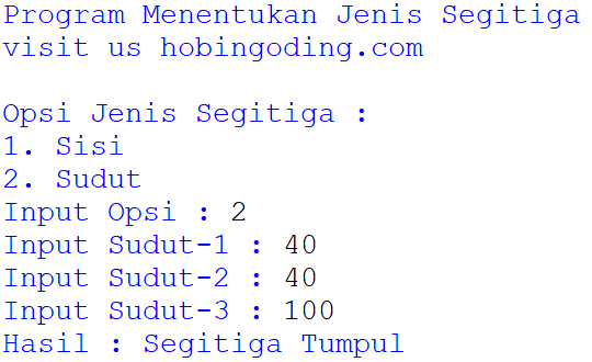 Program Python Menentukan Jenis Segitiga