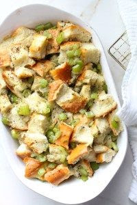 This Traditional French Bread Vegan Stuffing is easy to make and has all of the holiday flavors you've grown up loving but vegan-ized.