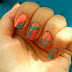 Orange and teal water marble nails (NOTD)