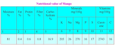 nutritional values of mango