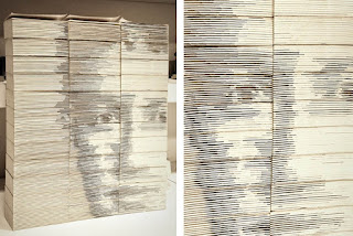 Retrato de Zuckerberg por Red Hong Yi con hojas de libros