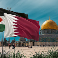 علم فلسطين وقطر في القدس خلفيات تصامن مع فلسطين