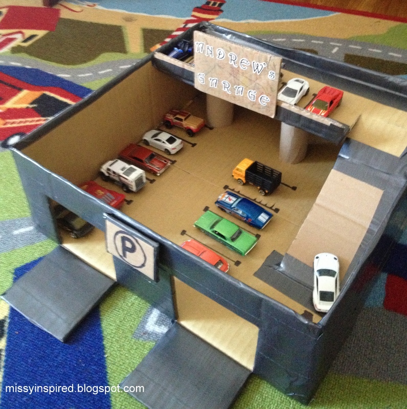 DIY Cardboard Box Toy Car Garage