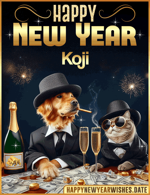 Happy New Year wishes gif Koji