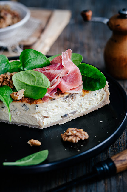 Tarte au bleu d'Auvergne et aux champignons