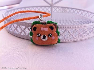 Kawaii cute Rilakkuma toast sandwich on wax cord