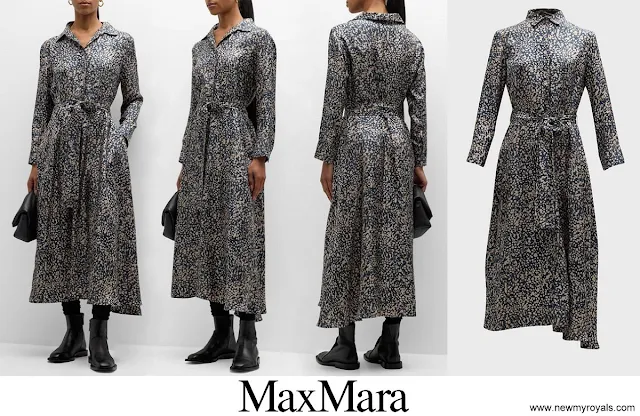 The Duchess of Edinburgh wore MAX MARA Gemma Abstract Print Silk Midi Shirtdress