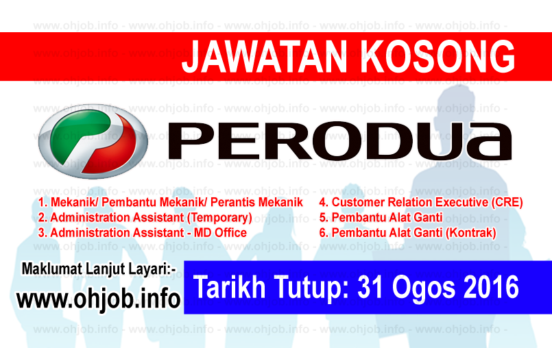 Job Vacancy at Perusahaan Otomobil Kedua (PERODUA 