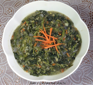 Spinach with carrot, mung bean and coconut milk.