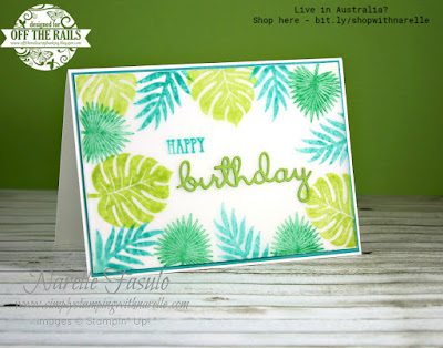 Take me to the tropics! You can easily with the Tropical Chic stamp set. See it here - http://bit.ly/TropicalChicStamp