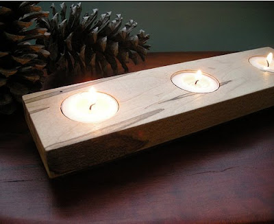 Maple and Walnut Tea Light Candle Holder