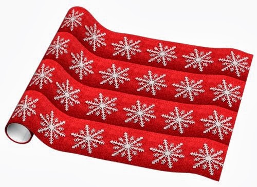 Christmas Wrapping Paper - white snowflakes on red background