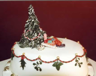 Beautiful Decorated white Christmas cake with Christmas tree photo free religious Christmas pictures and Christmas decorating ideas images download