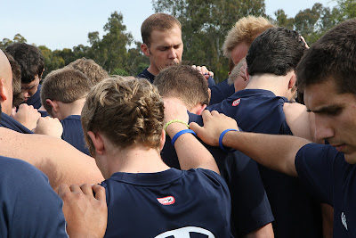 BYU Rugby - Our boys taking a moment for team prayer