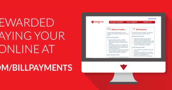 Canadian Rewards: Pay your bills online using Canadian Tire Options MasterCard
