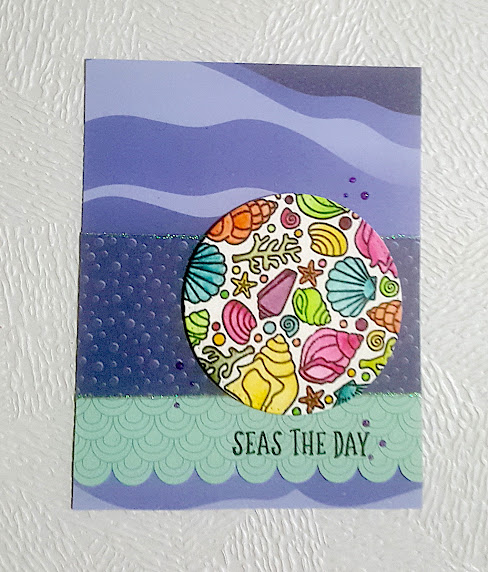 Seas the day by Inkami features Seashell Roundabout by Newton's Nook Designs; #inkypaws, #newtonsnook, #cardmaking, #oceancards