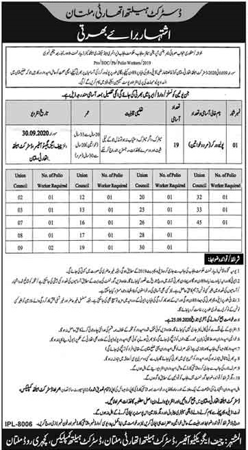 Polio Worker Jobs in Primary & Secondary Healthcare Department