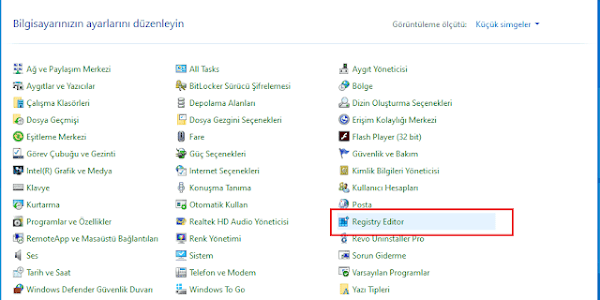 Windows 10’da Denetim Masası’na Kayıt Defteri Düzenleyicisi Ekleme