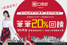 【街口支付】日本海外消費，筆筆享20%回饋
