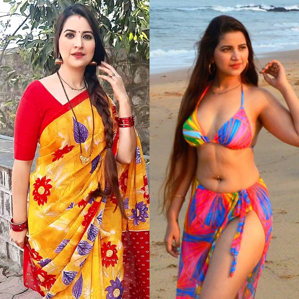 Jolly Bhatia saree vs bikini hot indian actress