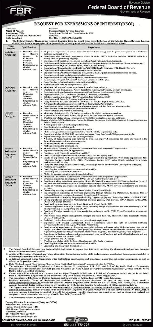 FBR Jobs in May 2023