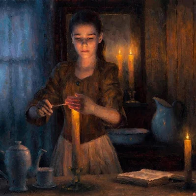 Verses By Candlelight painting Damian Lechoszest