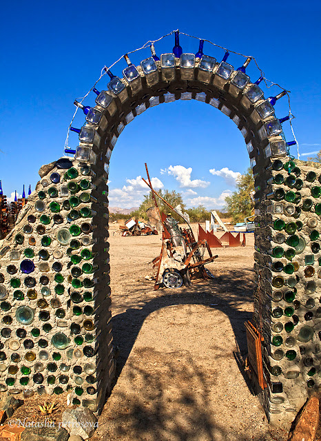 East Jesus, Bottle Wall, Slab City, California, Art Garden, outsider art, Sculpture, Colorado Desert, Charles Russell, bottle wall, installation