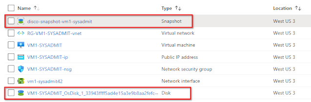 Azure: VM Crear y restaurar snapshot