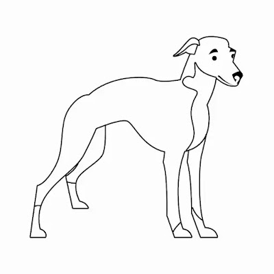 Desenho de um cachorro whippet