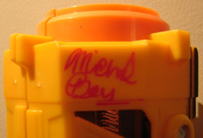 Michael Bay's sig on blaster