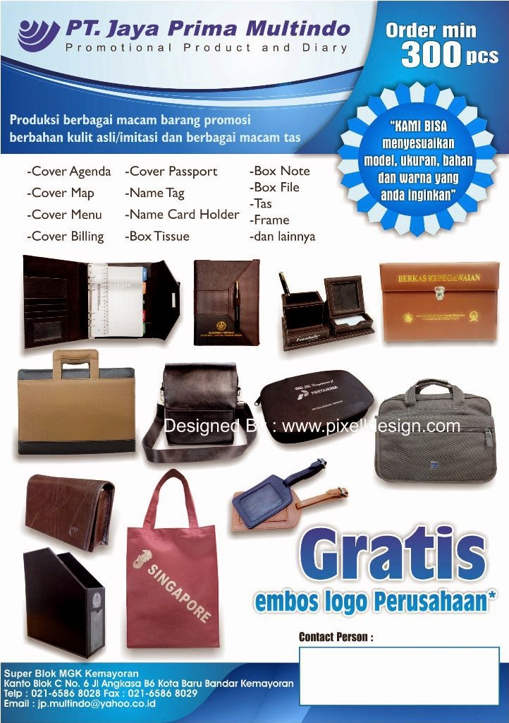 Contoh Desain Brosur untuk Promosi Produk Tas, Kulit 