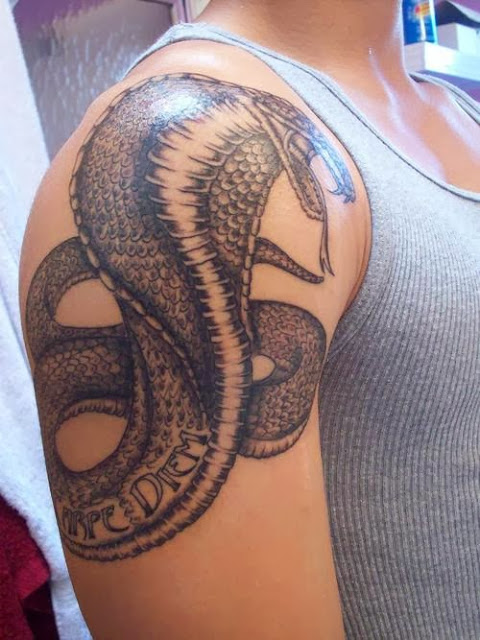 3D snake tattoo on the arm 